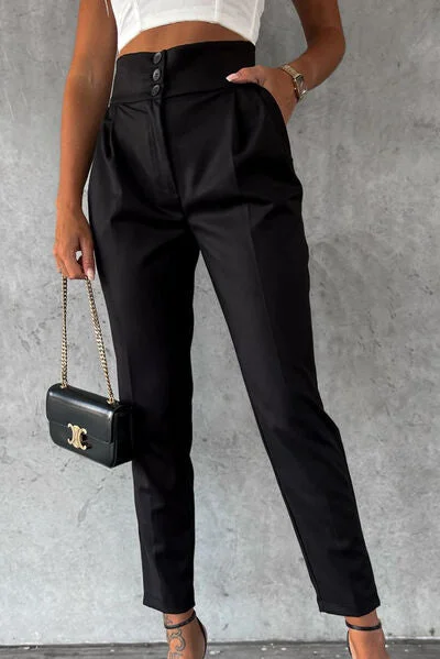 High Waist Wide Waistband Pants Cozy Knit Pants