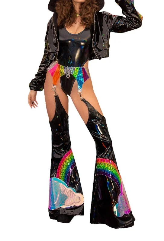 Holo Prism Hoodie In Black Hoodie with V-Neck Classic Versatile