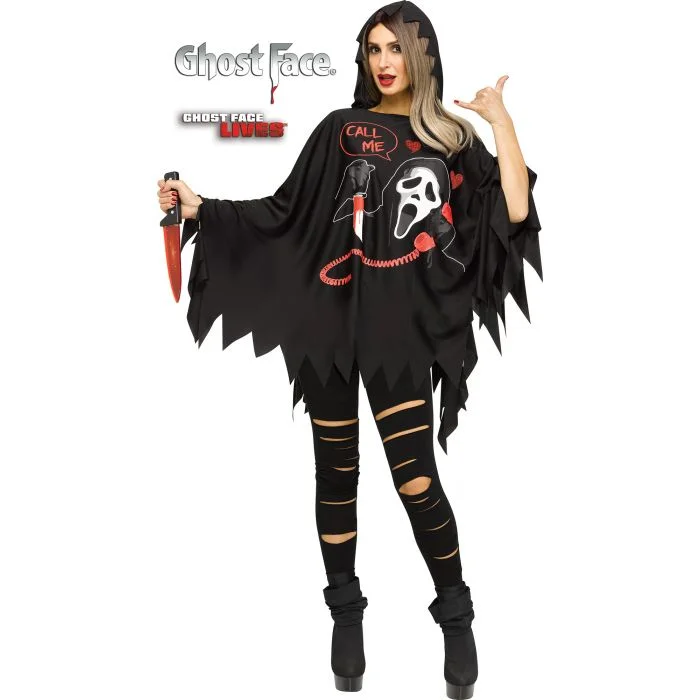 Hooded Ghost Face® Poncho - Adult Hoodie Crop Top Short Trendy