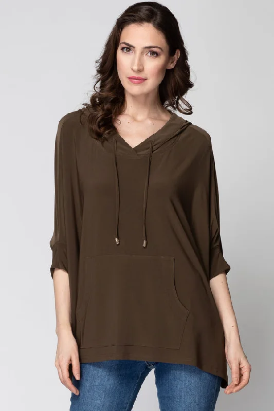 HOODED TOP Hoodie with Bell Sleeves Flared Feminine
