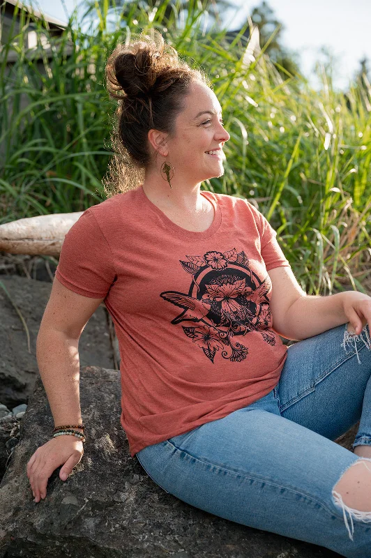 HUMMINGBIRD - Womens Eco Tee - Rust Lace Blend Ribbed Blend Corduroy Blend