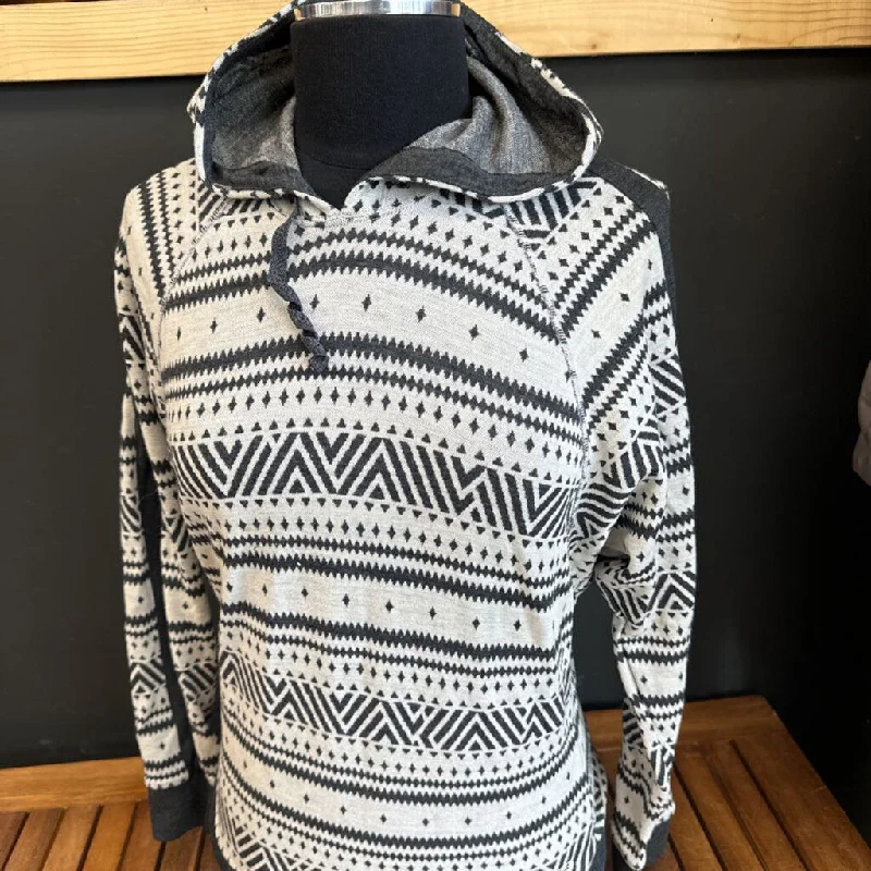icebreaker - Women's Hooded Merino Wool L/S Top - MSRP comp $250: White/Grey-women-XS Hoodie with Raw Hem Edgy Unfinished icebreaker - Women's Hooded Merino Wool L/S Top - MSRP comp $250: White/Grey-women-XS Hoodie with Raw Hem Edgy Unfinished