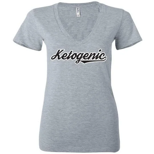 Keto T-Shirt Ketogenic Team Look, Ladies Deep V-Neck Solid Color Striped Floral