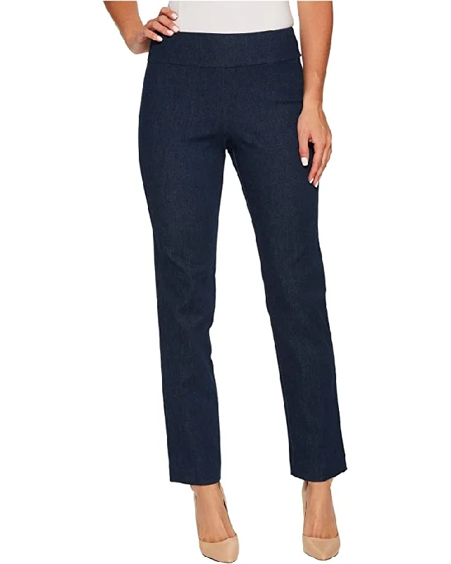 Krazy Larry Pull-On Denim Ankle Pants Blue Comfy Zip-Up Pants