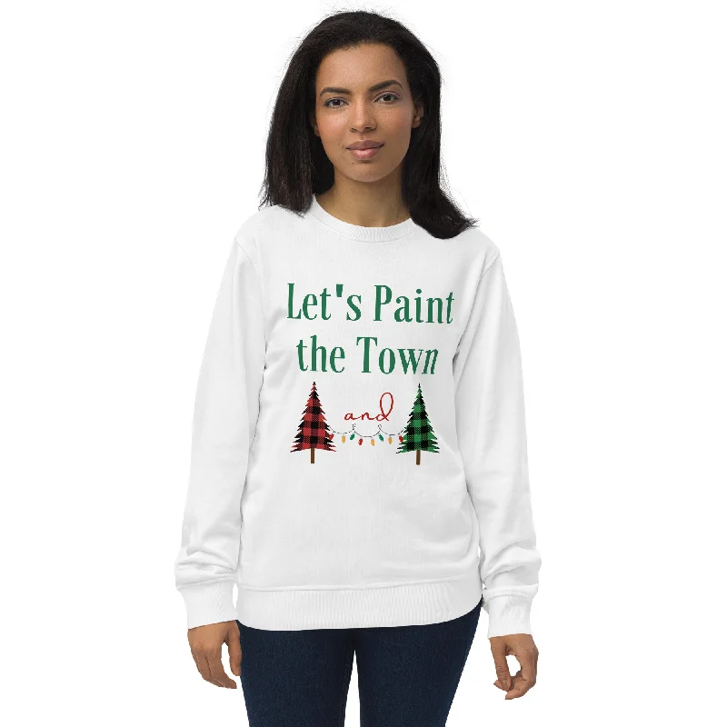 Let's paint the town red and green Christmas Unisex organic sweatshirt Satin Fabric Silk Fabric Chiffon Fabric