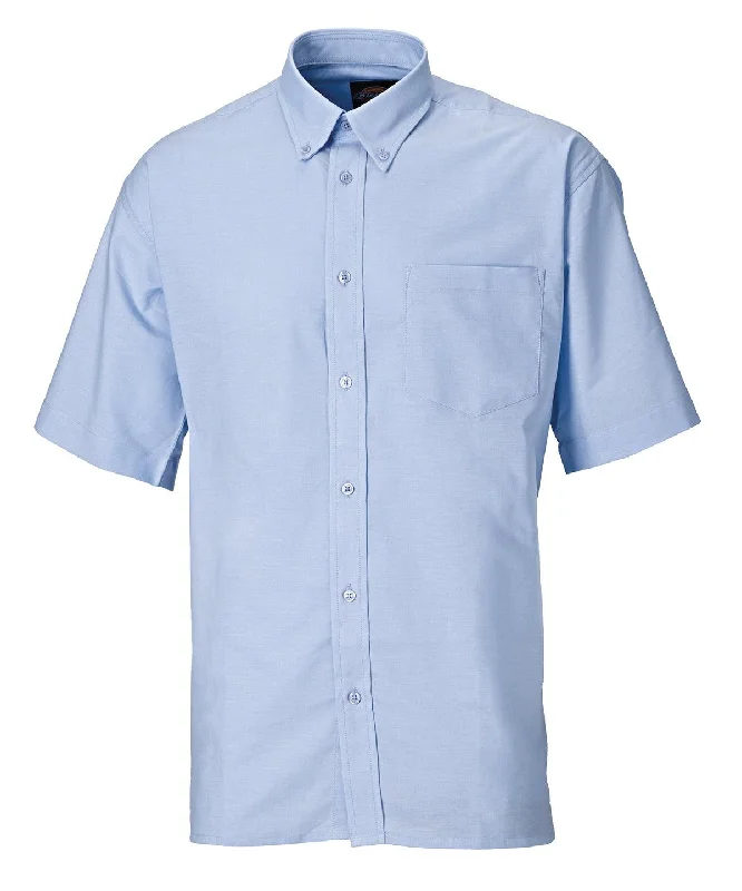 Light Blue - Oxford weave short sleeve shirt (SH64250) Graphic Embroidered Appliqued