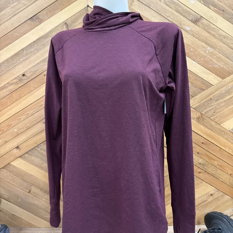 MEC - Women's Hooded L/S Merino-Blend Baselayer Top: Purple-women-LG Hoodie with Stripes Bold Sporty MEC - Women's Hooded L/S Merino-Blend Baselayer Top: Purple-women-LG Hoodie with Stripes Bold Sporty