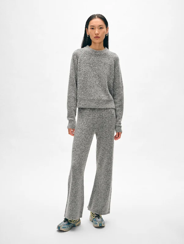 Merino Cashmere Bouclé Wide Leg Pant Comfortable Denim Trousers