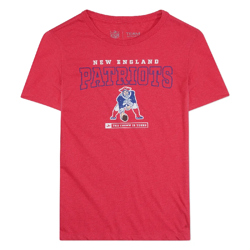 New England Patriots Crown Women's Short Sleeve T-Shirt Handmade Hand-knitted Hand-woven