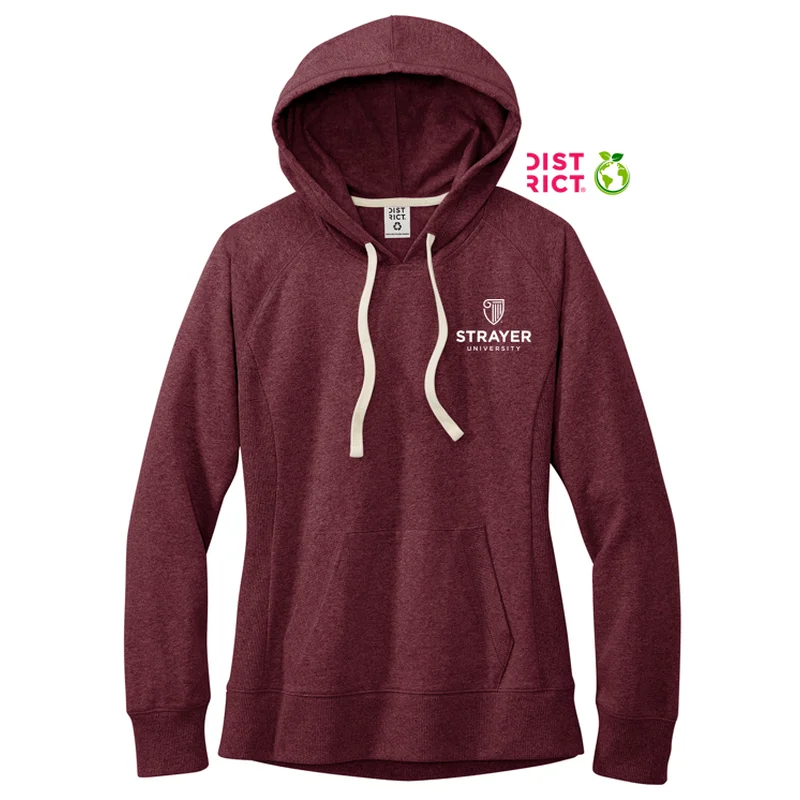 NEW STRAYER District® Women’s Re-Fleece™ Hoodie - Maroon Heather Hoodie with Illustration Artistic Creative NEW STRAYER District® Women’s Re-Fleece™ Hoodie - Maroon Heather Hoodie with Illustration Artistic Creative
