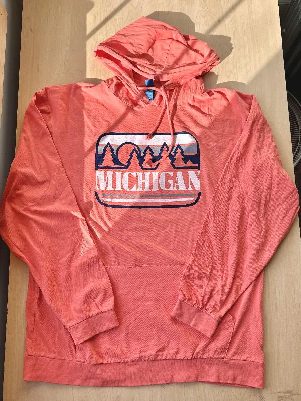 P117 Trail Lines Bright Salmon Hooded T Hoodie with Elastic Cuffs Stretchable Comfortable P117 Trail Lines Bright Salmon Hooded T Hoodie with Elastic Cuffs Stretchable Comfortable