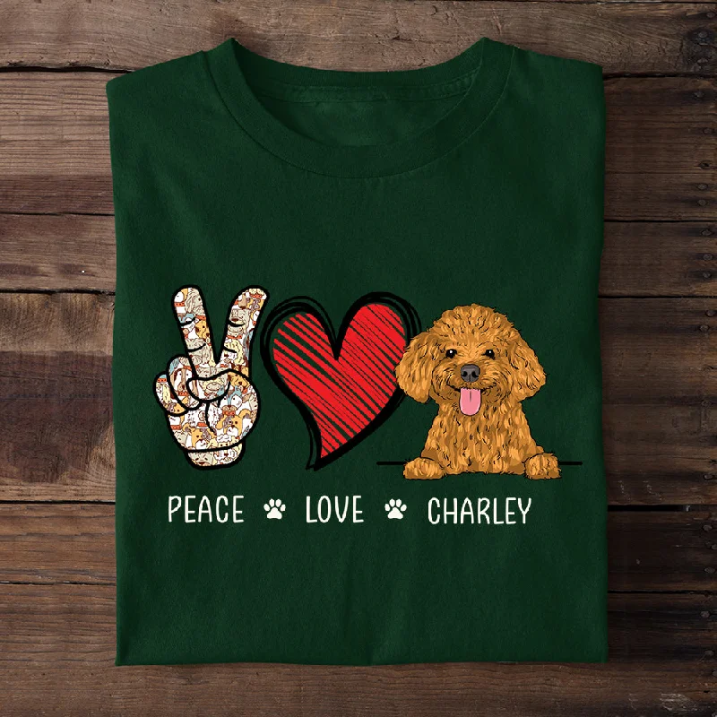 Peace Love Dog - Personalized Custom Premium T-Shirt Seamless Knitted Crochet