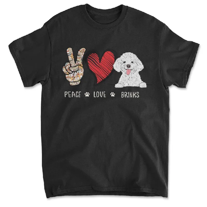 Peace Love Dog - Personalized Custom Unisex T-shirt Boxy Fit Fitted Loose