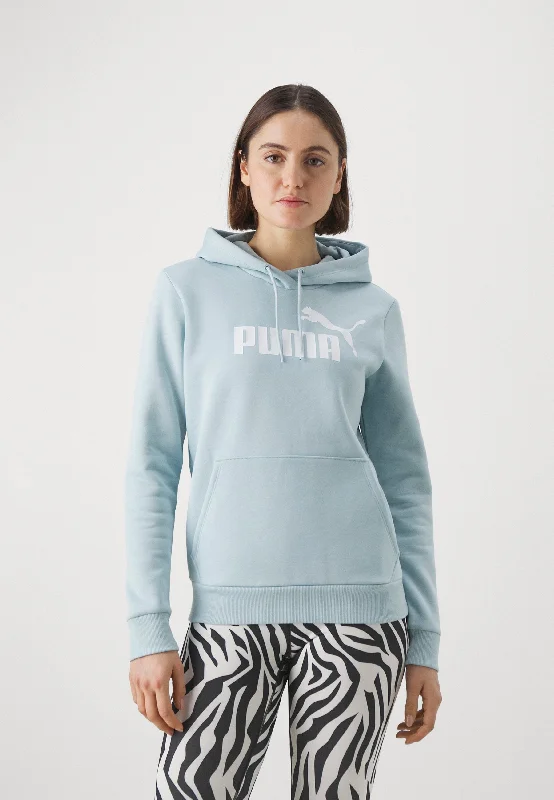 Puma Ess Logo Hoodie Fl W Turquoise Hoodie with Metallic Shiny Futuristic