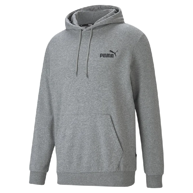 Puma Ess Small Logo Hoodie Fl Grey Hoodie with Drawstring Waist Adjustable Fitted