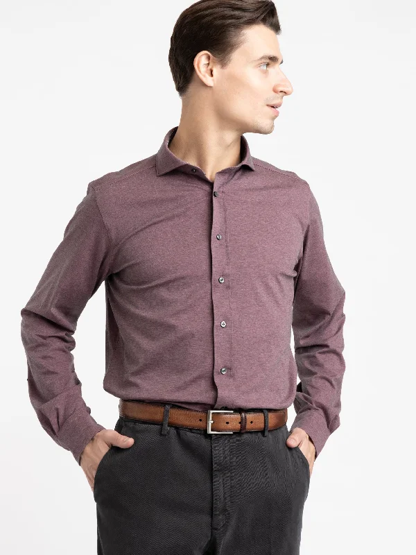 Purple Modern Fit Dress Shirt Print Jacquard Patchwork