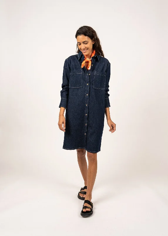 Roxane denim shirt dress - with contrast stitching (JEAN) Fashionable Trendy Casual