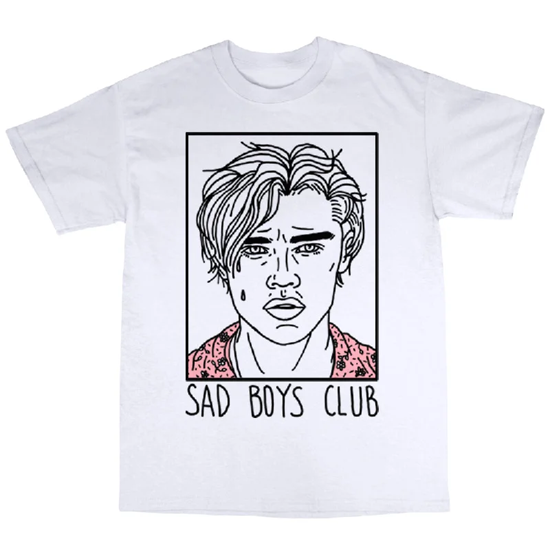 Sad Boys Club (Leo) - White T-Shirt Hooded Caped Shawl Collar