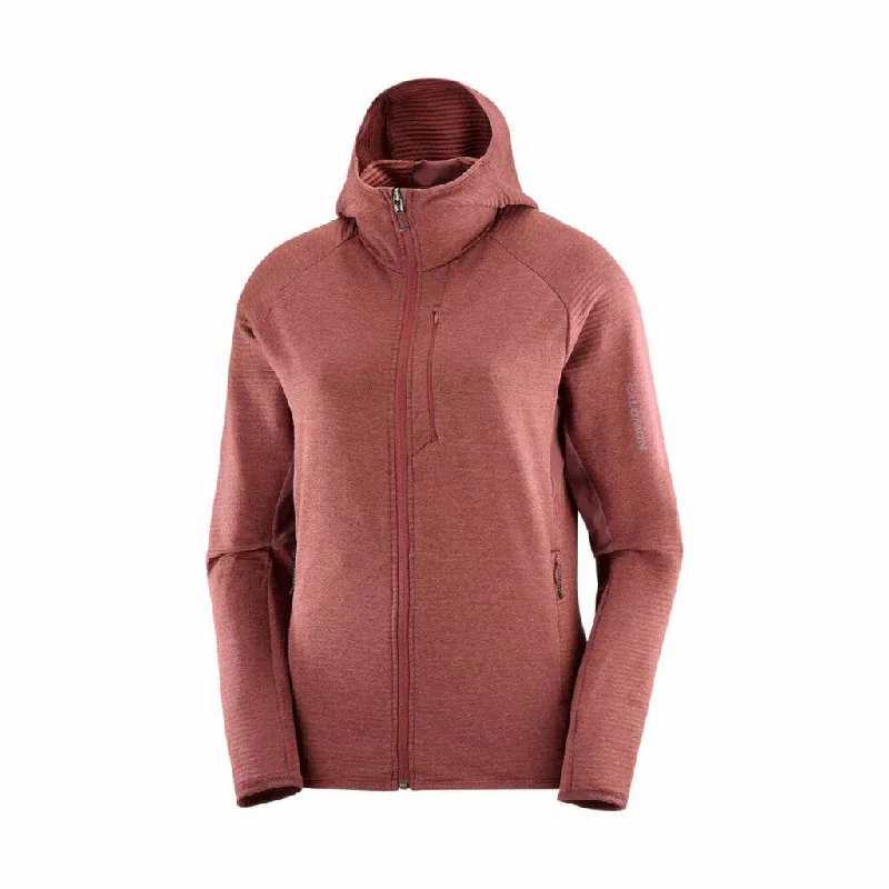 Salomon Women's Essential Lightwarm Full Zip Hoodie Hoodie with Logo Branding Identity Salomon Women's Essential Lightwarm Full Zip Hoodie Hoodie with Logo Branding Identity