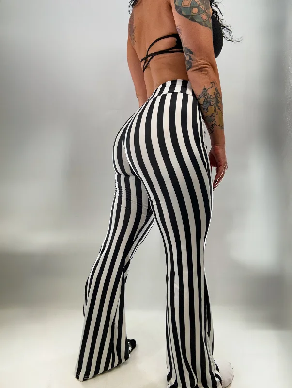 Salty Savage Ladies “OG Smile” Stretchy Flare Pants | Black/White Casual Track Pants Salty Savage Ladies “OG Smile” Stretchy Flare Pants | Black/White Casual Track Pants