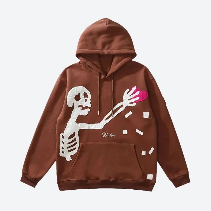 Skeleton Patch Hoodie Hoodie with Turtle Neck Cozy Winter