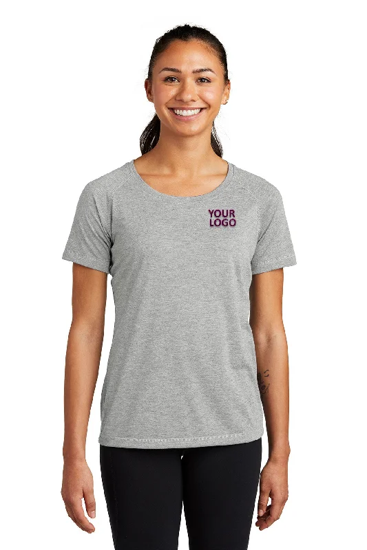 Sport-Tek Ladies PosiCharge Customized Tri Blend Wicking Scoop Neck Raglan Tee's, Light Grey Heather Rayon Fabric Velvet Fabric Corduroy Fabric