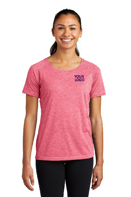 Sport-Tek Ladies PosiCharge Customized Tri Blend Wicking Scoop Neck Raglan Tee's, Pink Raspberry Heather Silk Blend Satin Velvet