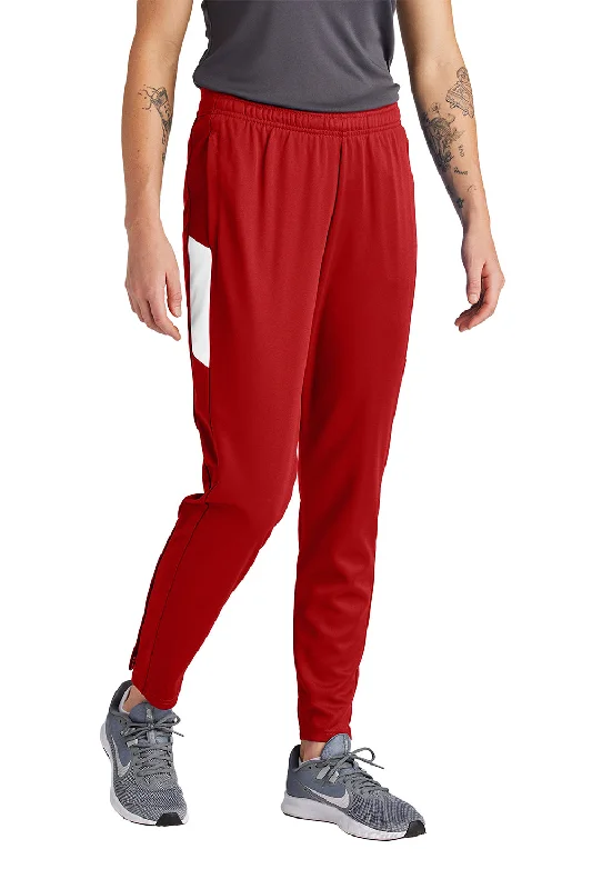 Sport-Tek Womens Moisture Wicking Travel Pants w/ Pockets - Deep Red/White - New Elegant Trouser Pants