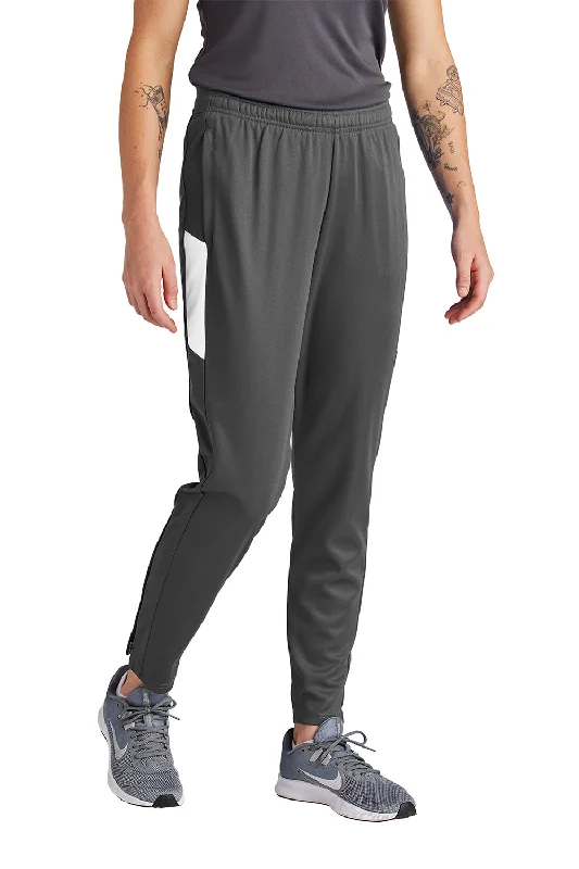 Sport-Tek Womens Moisture Wicking Travel Pants w/ Pockets - Iron Grey/White - New Casual Sweatpants Style