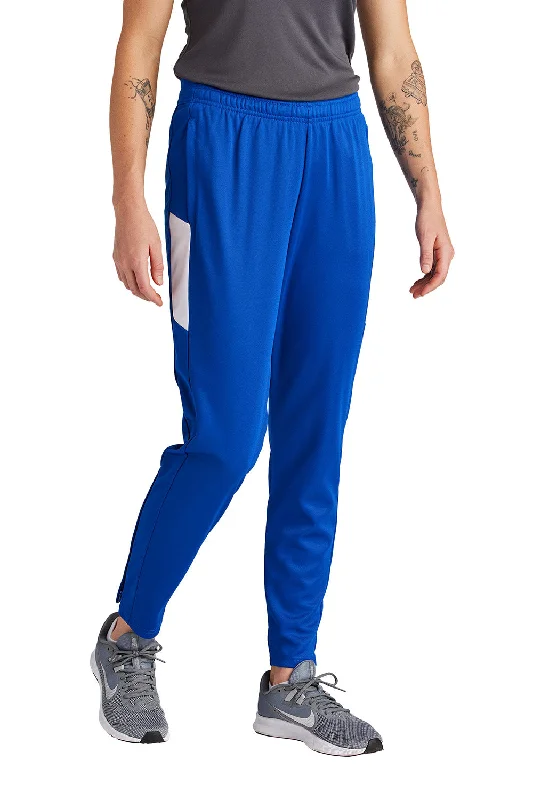 Sport-Tek Womens Moisture Wicking Travel Pants w/ Pockets - True Royal Blue/White - New Stretch Fit Pants