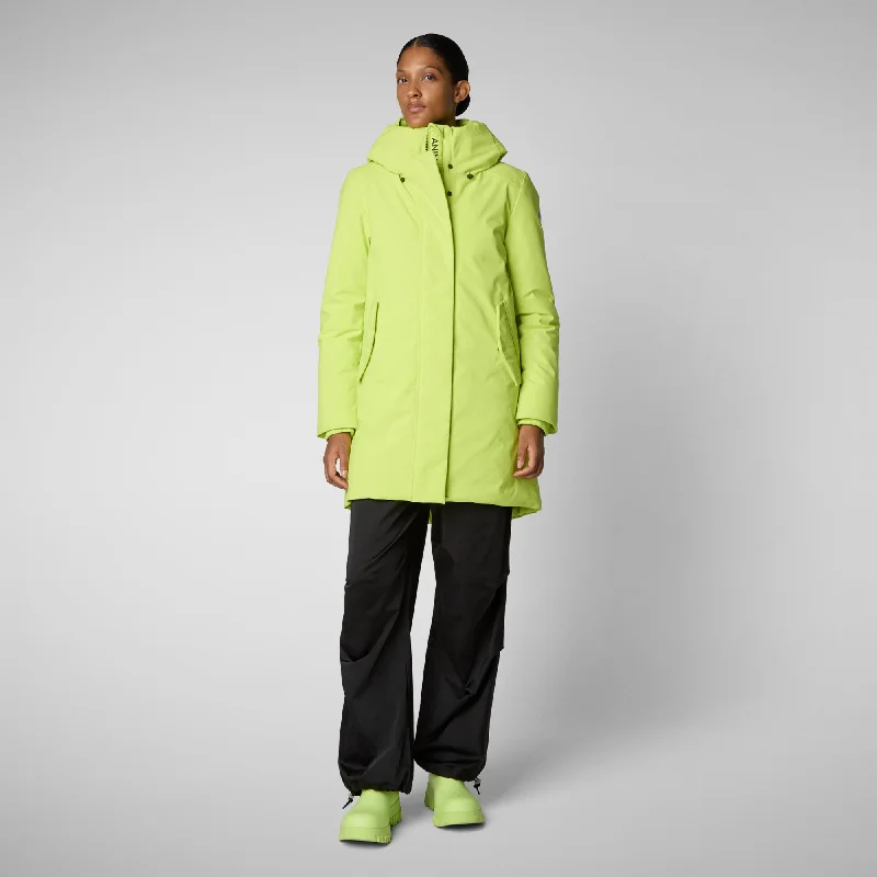Women's hooded parka nellie in lichen green Hoodie with Back Slit Movement Comfort