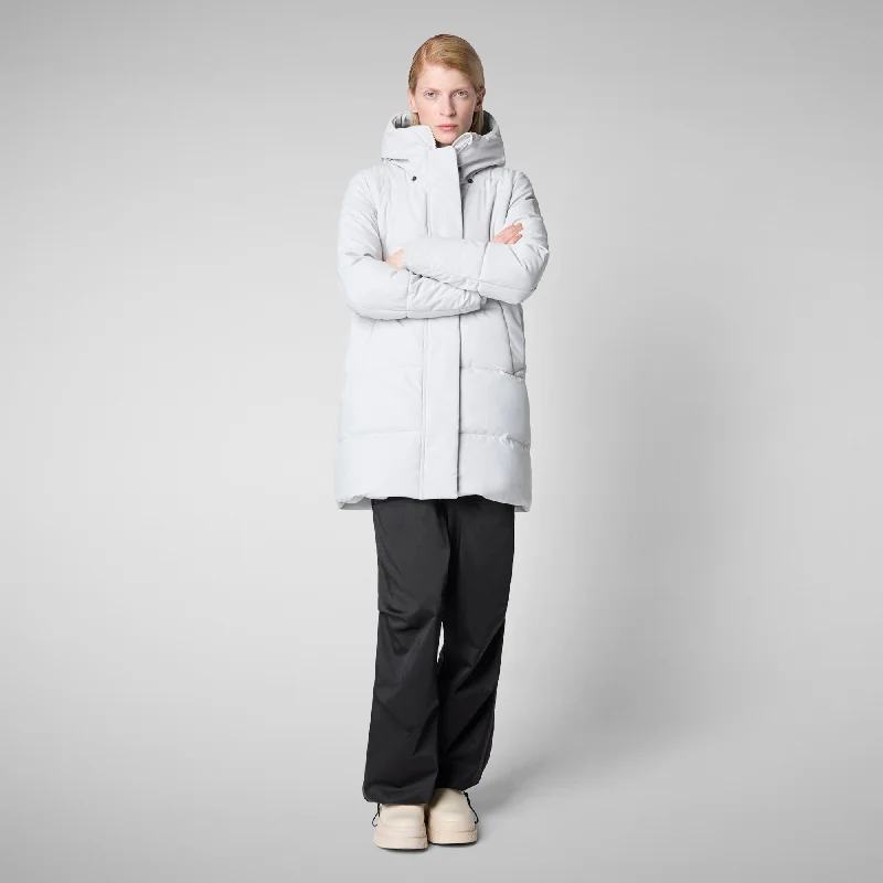 Women's Hooded Parka Bethany in Fog Grey Hoodie with High-Low Hem Asymmetrical Trendy Women's Hooded Parka Bethany in Fog Grey Hoodie with High-Low Hem Asymmetrical Trendy
