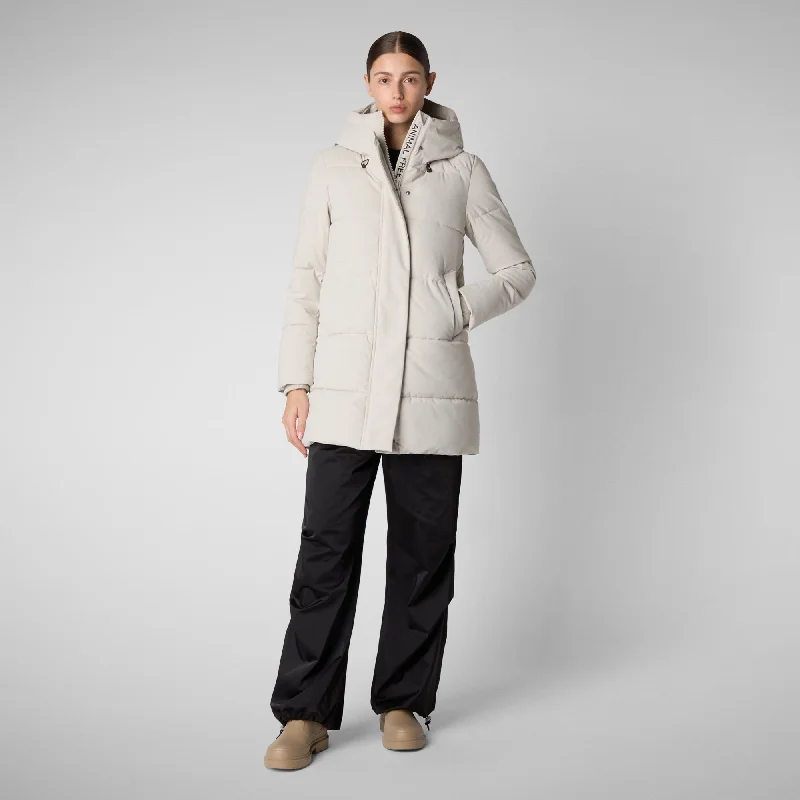 Women's Hooded Parka Bethany in Rainy Beige Hoodie with Cropped Fit Short Trendy