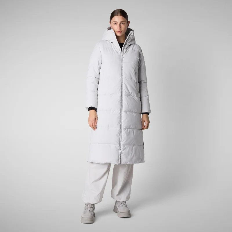 Women's Hooded Parka Missy in fog grey Hoodie with Print Artistic Unique