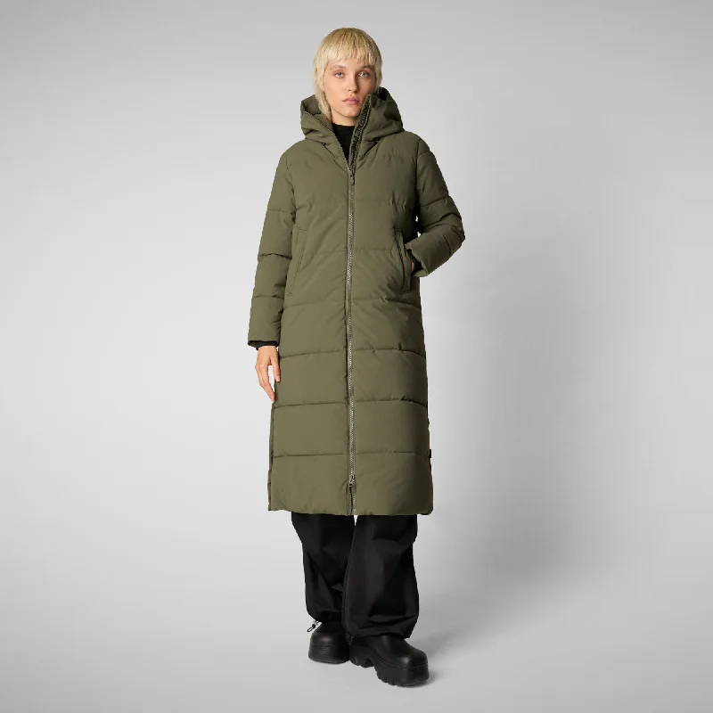 Women's Hooded Parka Missy in laurel green Hoodie with Belted Waist Structured Tailored Women's Hooded Parka Missy in laurel green Hoodie with Belted Waist Structured Tailored