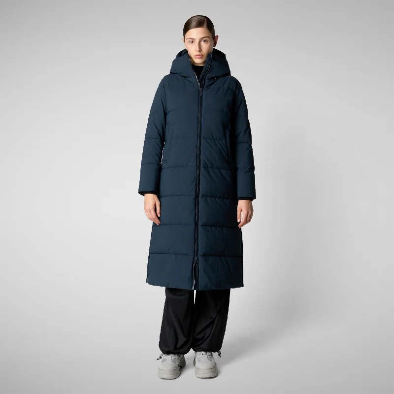 Women's Hooded Parka Missy in blue black Hoodie Dress Longline Feminine