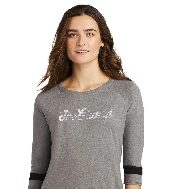 The Citadel Rhinestones New Era ® Ladies Tri-Blend 3/4-Sleeve Tee Mesh Blend Leather Blend Suede Blend