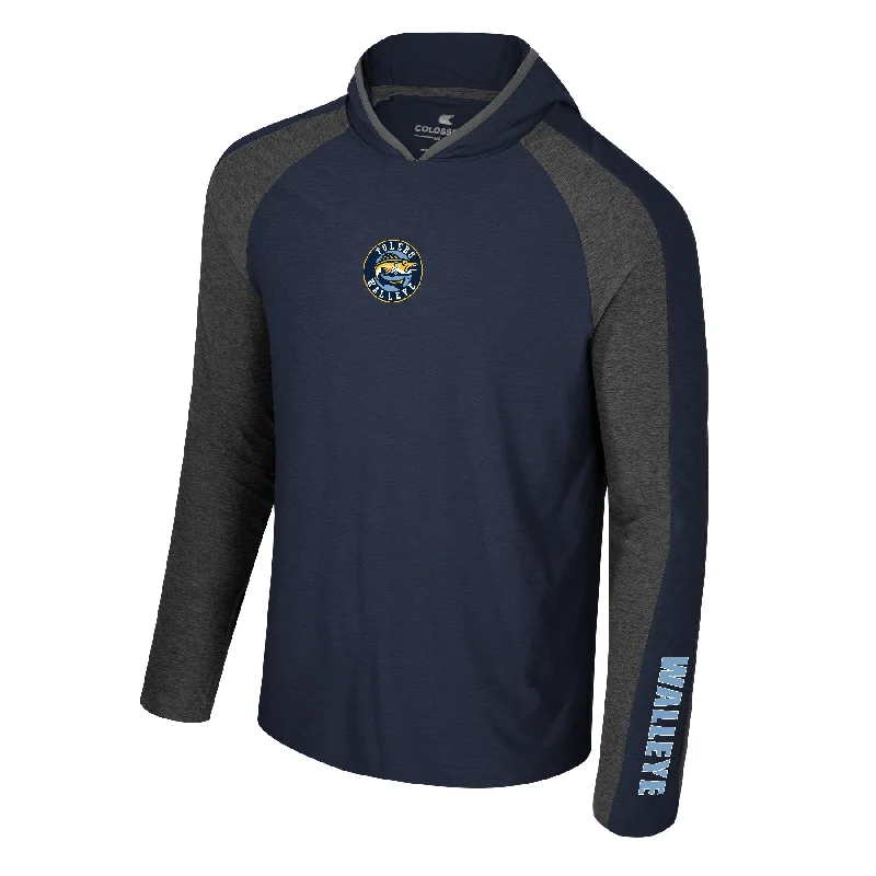 Toledo Walleye Marty Hooded Long Sleeve T Hoodie with Fur Luxurious Winter