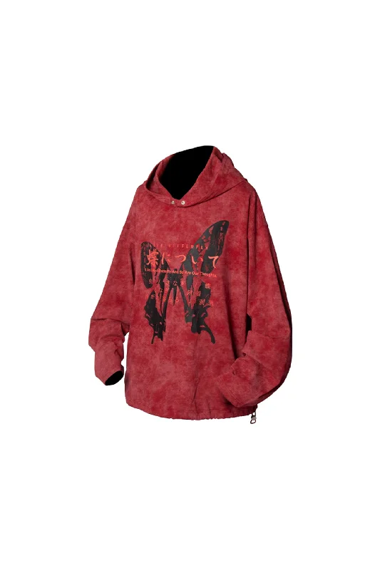 Two-tone Hooded Long Sleeves Hoodie with Metallic Shiny Futuristic