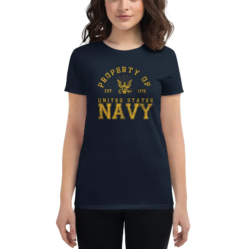 U.S. Navy Property of the Navy Women's Tee Beaded Sequined Faux Fur