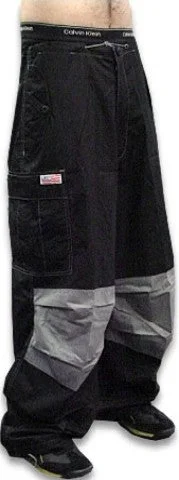 Unisex Basic UFO Pants (Black and Grey Two Tone) Relaxed Casual Leggings
