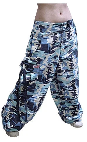 Unisex Basic UFO Pants (Dark Blue Camo) Comfortable Denim Pants