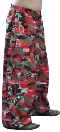 Unisex Basic UFO Pants (Red Camo) Comfy High-Waist Jeans