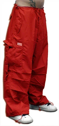 Unisex Basic UFO Pants (Red) Trendy Wide-Legged Trousers