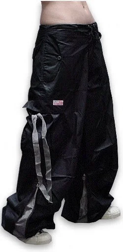 Unisex Basic UFO Pants with Expandable Bottoms (Black/Grey) Trendy Velvet Pants