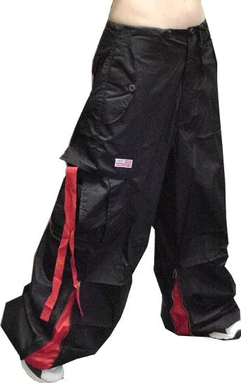 Unisex Basic UFO Pants with Expandable Bottoms  (Black/Red) Elegant Palazzo Trousers