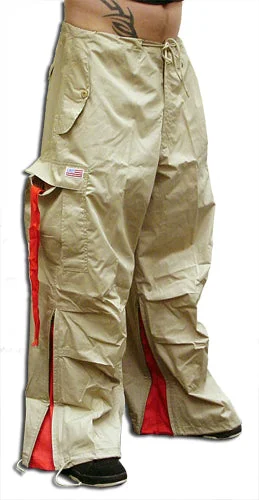 Unisex Basic UFO Pants with Expandable Bottoms (Khaki / red) Casual Sweatpants Style