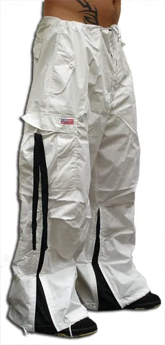 Unisex Basic UFO Pants with Expandable Bottoms (White / Black) Formal Slim Pants