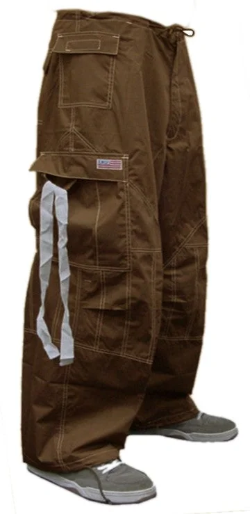 Unisex UFO Pants with Contrast Color (Brown/White) Chic Checkered Pants