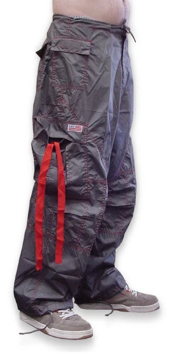 Unisex UFO Pants with Contrast Color (Grey/Red) Slim-Fit Leggings